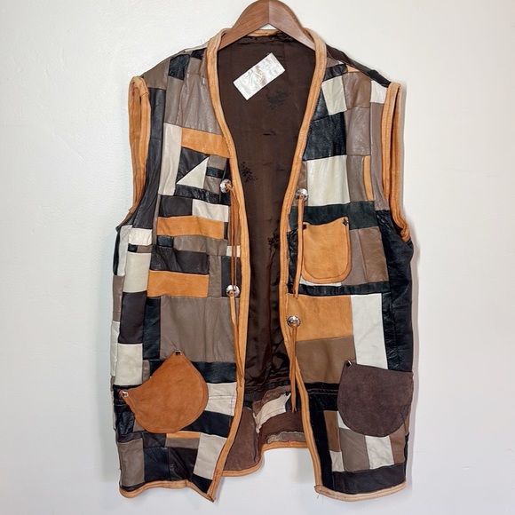 Vintage Other - Vintage 70’s Lester Conklin Patchwork Leather Vest
